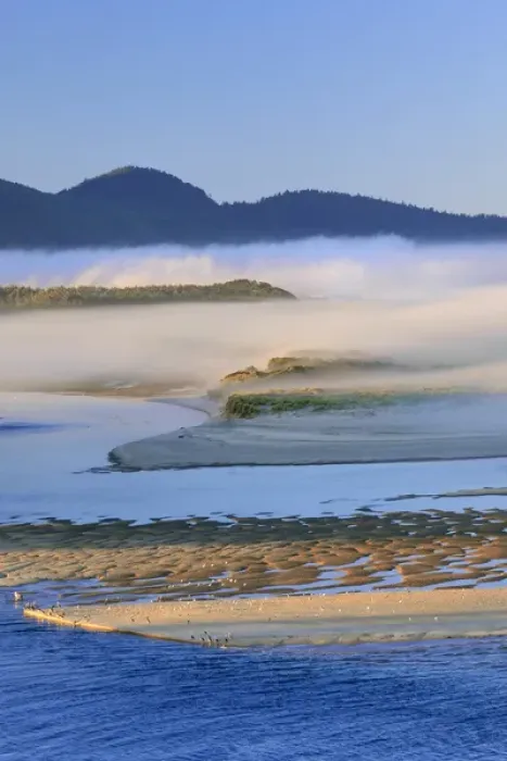 Framed Print : USA, Oregon. Fog over Netarts Bay. Credit as: Steve Terrill  /  Jaynes Gallery  /  DanitaDelimont