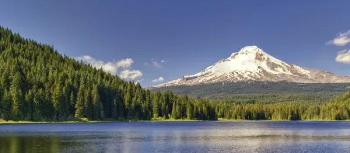 Framed Print : USA, Oregon, Hood River County. Mt. Hood rises high above Trillium Lake in the Mt