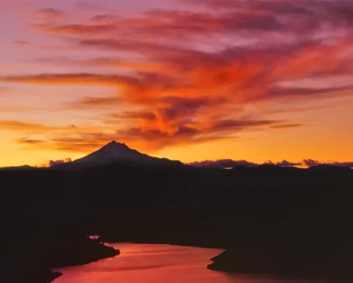 Framed Print : USA, Oregon, Jefferson County. Lake Billy Chinook reflects the vivid colors at sunset below Mt Framed Print : USA, Oregon, Jefferson County. Lake Billy Chinook reflects the vivid colors at sunset below Mt