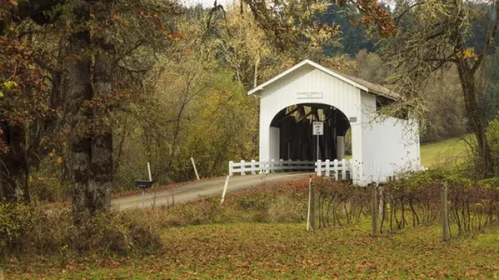 Framed Print : USA, Oregon, Kings Valley, Harris Bridge Framed Print : USA, Oregon, Kings Valley, Harris Bridge