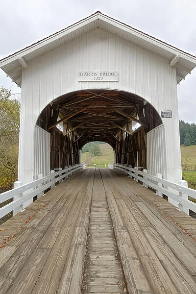 USA, Oregon, Kings Valley, Harris Bridge. Digital Composite, HDR