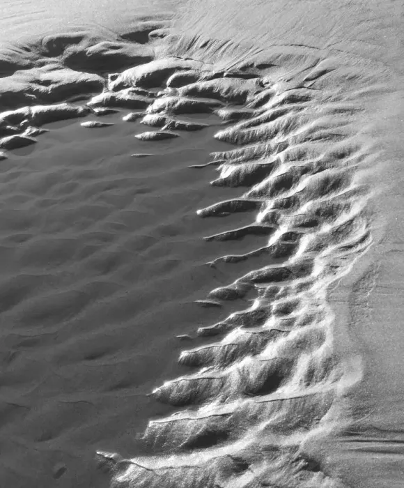 Framed Print : USA, Oregon, Manzanita. Black and white of beach sand patterns