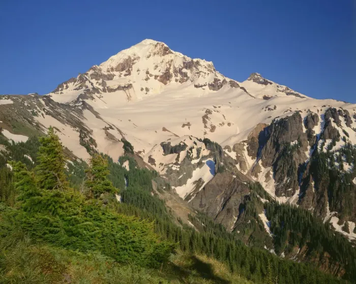 Framed Print : USA, Oregon. Mount Hood National Forest, Mount Hood Wilderness, evening light