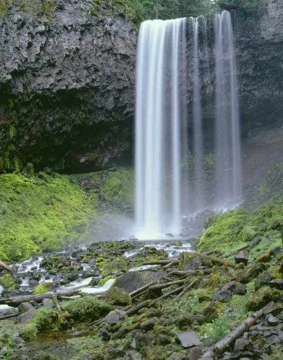 Framed Print : USA, Oregon, Mount Hood National Forest. Tamanawas Falls with moss-covered rocks Framed Print : USA, Oregon, Mount Hood National Forest. Tamanawas Falls with moss-covered rocks
