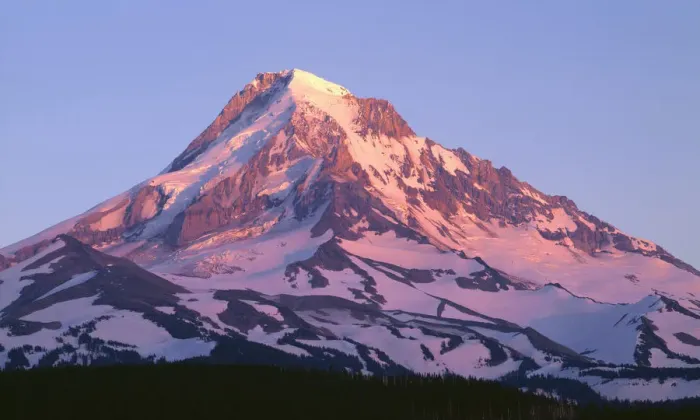 Framed Print : USA, Oregon, Mount Hood National Forest. Sunset light on north side of Mound Hood in early summer