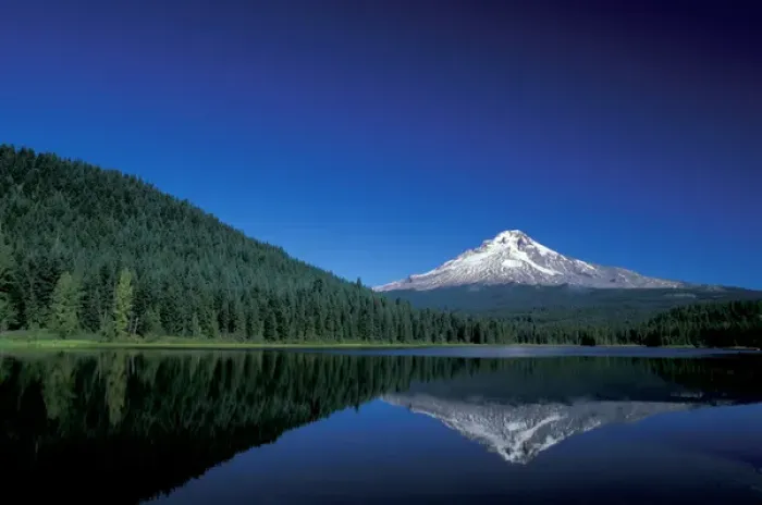 Framed Print : USA, Oregon, Mount Hood reflected in Trillium Lake Framed Print : USA, Oregon, Mount Hood reflected in Trillium Lake