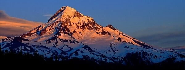 USA, Oregon, Mt Hood. Sunset light colors Mt. Hood in the Oregon Cascades Range