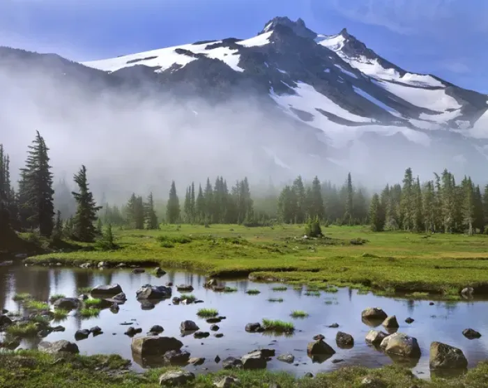 Framed Print : USA, Oregon, Mt Jefferson Wilderness. Mt Jefferson in early morning light. Credit as Framed Print : USA, Oregon, Mt Jefferson Wilderness. Mt Jefferson in early morning light. Credit as