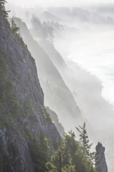 Framed Print : USA, Oregon, Oswald West State Park and cliff bluffs looking towards Manzanita with Framed Print : USA, Oregon, Oswald West State Park and cliff bluffs looking towards Manzanita with