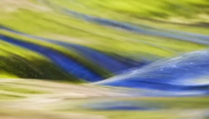 Framed Print : USA, Oregon. Patterns of color reflecting in stream