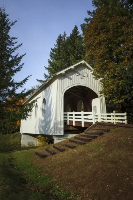 Framed Print : USA, Oregon, Pedee, Minnie Ritner Ruiter Wayside, Ritner Creek Bridge, covered bridge Framed Print : USA, Oregon, Pedee, Minnie Ritner Ruiter Wayside, Ritner Creek Bridge, covered bridge