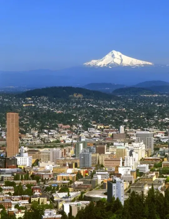 Framed Print : USA, Oregon, Portland. City skyline & Mt. Hood viewed from the Pittock Mansion Framed Print : USA, Oregon, Portland. City skyline & Mt. Hood viewed from the Pittock Mansion