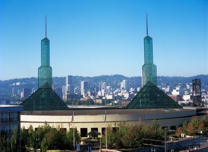 Framed Print : USA, Oregon, Portland, Convention Center glass towers Framed Print : USA, Oregon, Portland, Convention Center glass towers