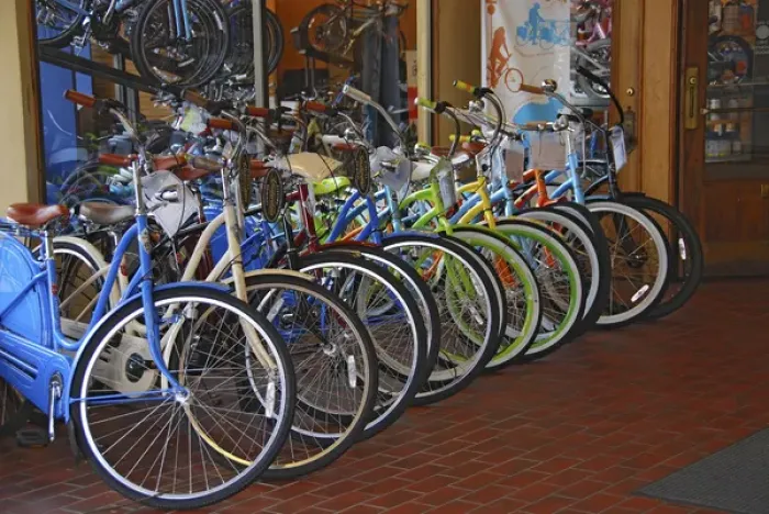 Framed Print : USA, Oregon, Portland. Cruiser bikes displayed for sale. Credit as: Steve Terrill Framed Print : USA, Oregon, Portland. Cruiser bikes displayed for sale. Credit as: Steve Terrill