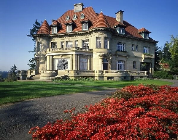 USA, Oregon, Portland. Pittock Mansion located in the National Register of Historic Places
