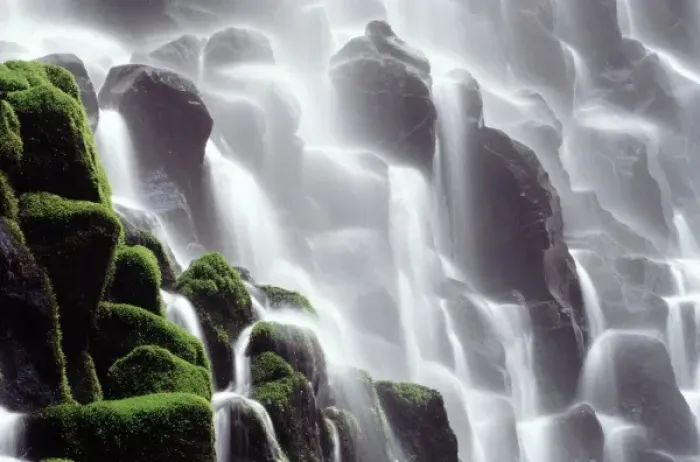 Framed Print : USA, Oregon, Ramona Falls. Waterfall cascades down rocky cliff Framed Print : USA, Oregon, Ramona Falls. Waterfall cascades down rocky cliff