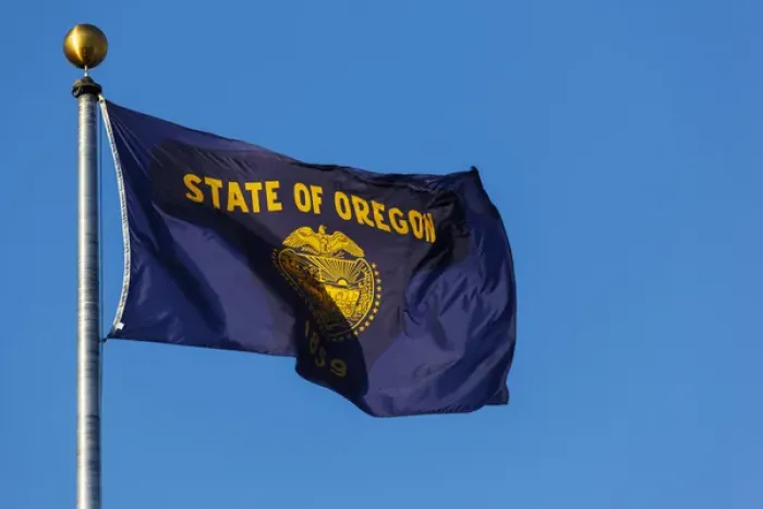 Framed Print : USA, Oregon, Salem, State Capitol State Park, Oregon state flag Framed Print : USA, Oregon, Salem, State Capitol State Park, Oregon state flag