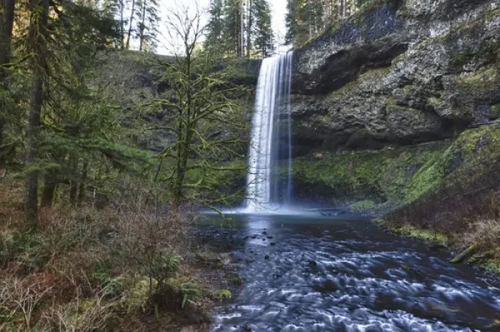 Framed Print : USA, Oregon, Silver Falls State Park, South Falls, Digital Composite, HDR