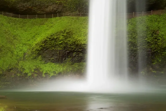 Framed Print : USA, Oregon, Silver Falls State Park. South Falls splashes into pool