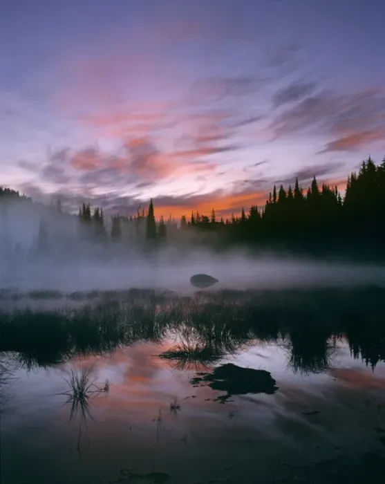 Framed Print : USA, Oregon, Sisters Mirror Lake. Colorful clouds fill the sunrise sky at Sisters