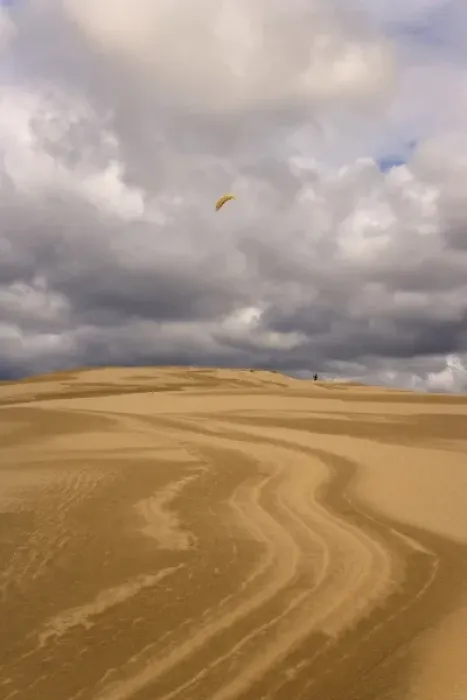 Framed Print : USA, Oregon, Siuslaw National Forest, Umpqua Dunes. Man flying a kite over wavy sand dunes Framed Print : USA, Oregon, Siuslaw National Forest, Umpqua Dunes. Man flying a kite over wavy sand dunes