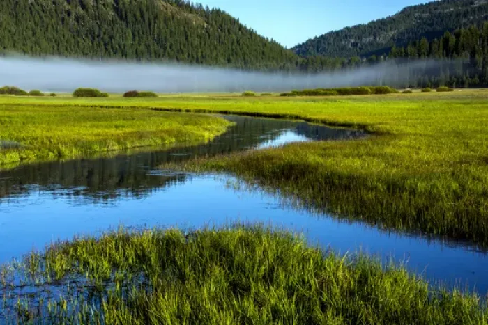 Framed Print : USA, Oregon, Sparks Lake. Misty landscape Framed Print : USA, Oregon, Sparks Lake. Misty landscape