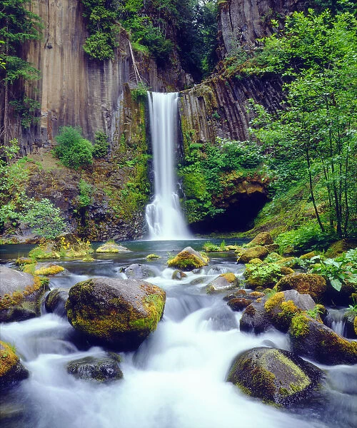 USA; Oregon, Toketee Waterfall and Basalt Formation