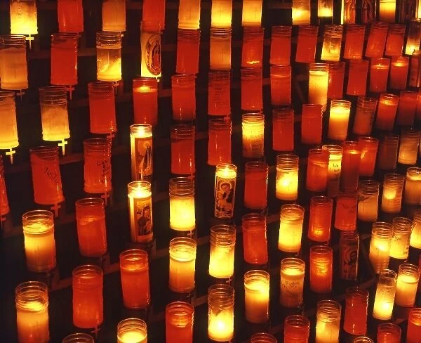 USA, Oregon. Wall of prayer candles