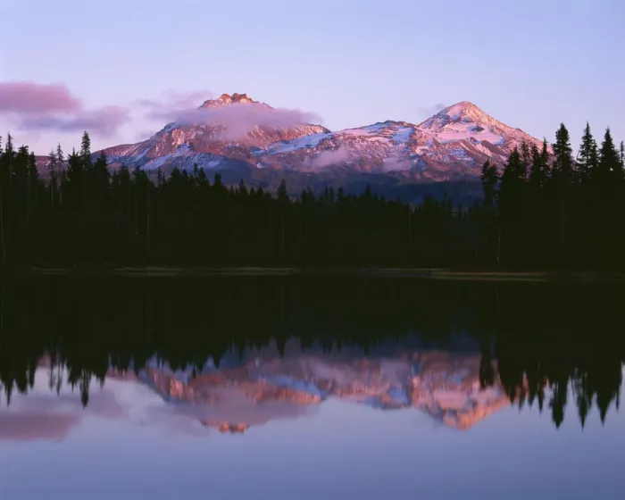 Framed Print : USA, Oregon. Willamette National Forest, North (left) and Middle Sister (right)