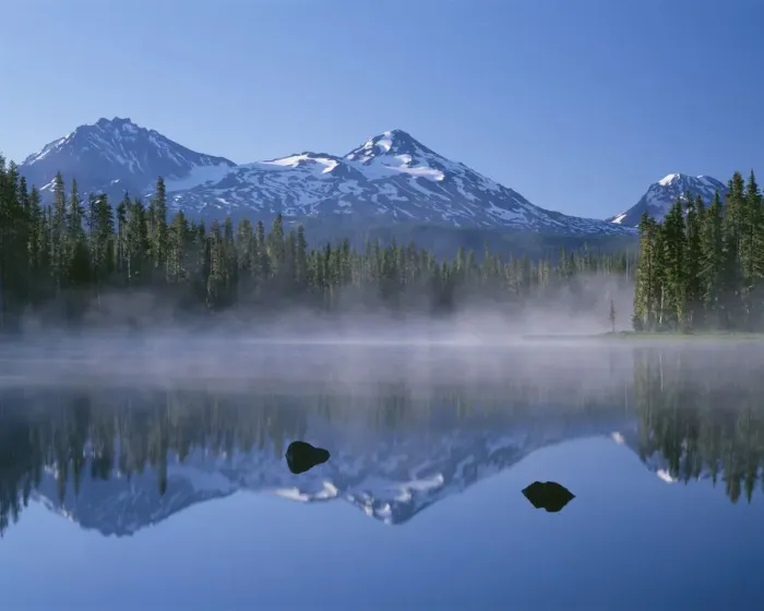 Framed Print : USA, Oregon. Willamette National Forest, North (left), Middle (center) and South Sister
