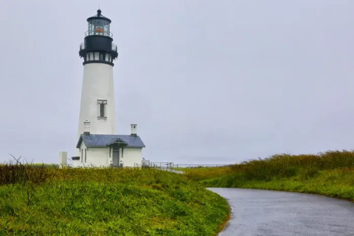 Framed Print : USA, Oregon. Yaquina Head Lighthouse on foggy day Framed Print : USA, Oregon. Yaquina Head Lighthouse on foggy day