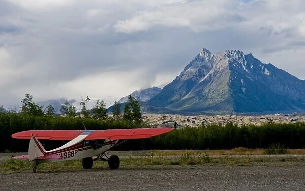 USA, Pacific Northwest, Alaska, Wrangell-St. Elias National Park. Small plane waits