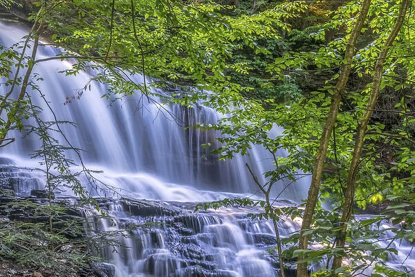 USA, Pennsylvania, Benton, Ricketts Glen State Park. Mohawk Falls cascade. Credit as