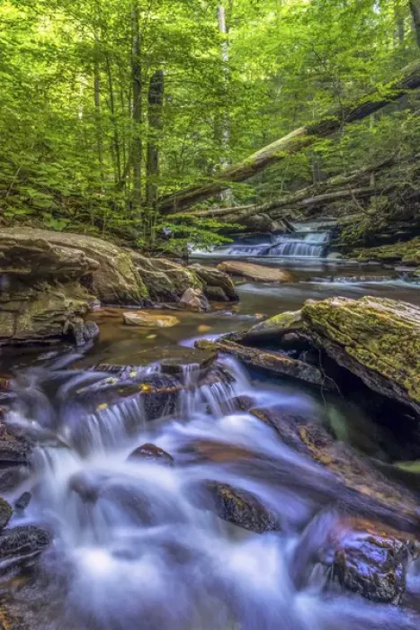 Framed Print : USA, Pennsylvania, Benton, Ricketts Glen State Park. Kitchen Creek cascade. Credit as Framed Print : USA, Pennsylvania, Benton, Ricketts Glen State Park. Kitchen Creek cascade. Credit as