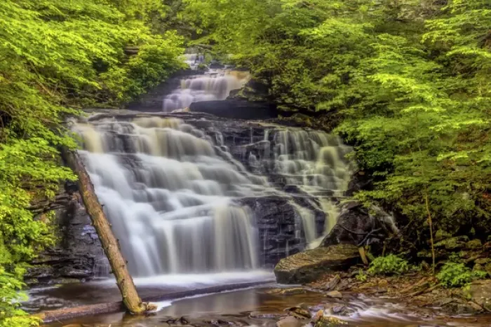 Framed Print : USA, Pennsylvania, Benton, Ricketts Glen State Park. Mohican Falls cascade. Credit as
