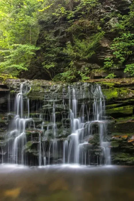 Framed Print : USA, Pennsylvania, Benton. Waterfall in Ricketts Glen State Park
