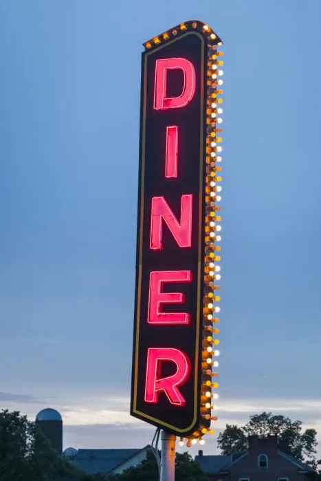 Framed Print : USA, Pennsylvania, Lancaster. diner sign