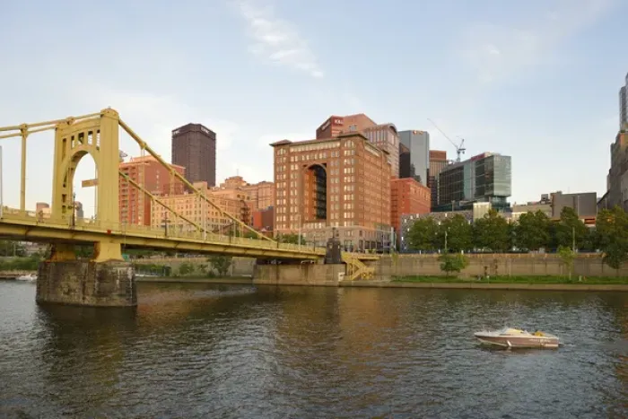 Framed Print : USA, Pennsylvania, Pittsburgh. Boating in front of the Renaissance Pittsburgh Hotel Framed Print : USA, Pennsylvania, Pittsburgh. Boating in front of the Renaissance Pittsburgh Hotel