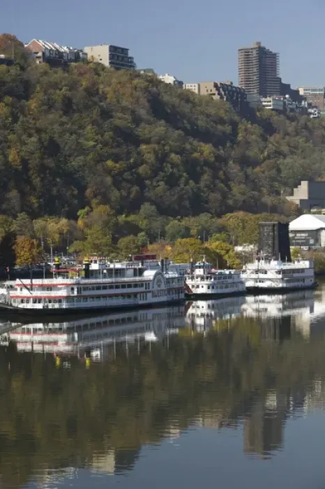 Framed Print : USA-Pennsylvania-Pittsburgh: Riverboats along Monongahela River / Morning Framed Print : USA-Pennsylvania-Pittsburgh: Riverboats along Monongahela River / Morning