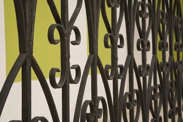 USA, Puerto Rico, Ponce. Wrought-iron grill, traditional colonial architecture