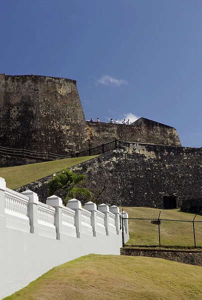 USA, Puerto Rico, San Juan. Castillo de San Cristobal, a walled fortress overlooking San Juan