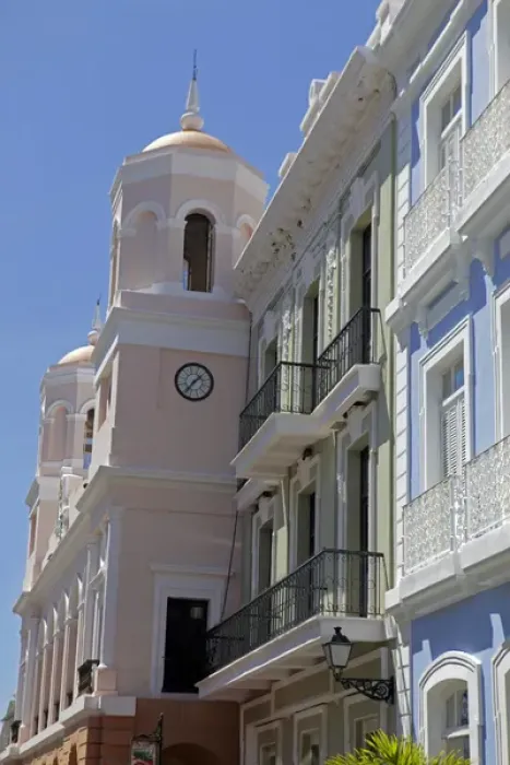 Framed Print : USA, Puerto Rico, San Juan. Facades of Old San Juan architecture of Puerto Rico