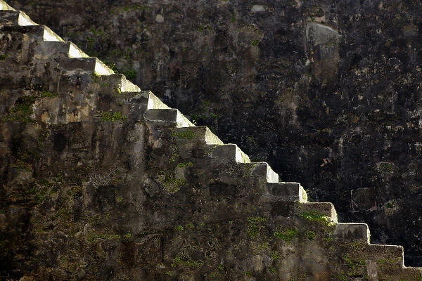 USA, Puerto Rico, San Juan. Stairway built into the wall of San Cristobal Fort in