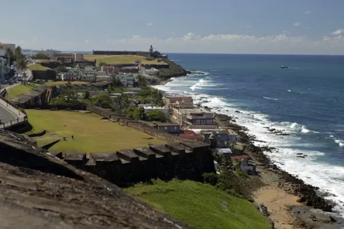 Framed Print : USA, Puerto Rico, San Juan. View from San Cristobal Fort overlooking the coast of