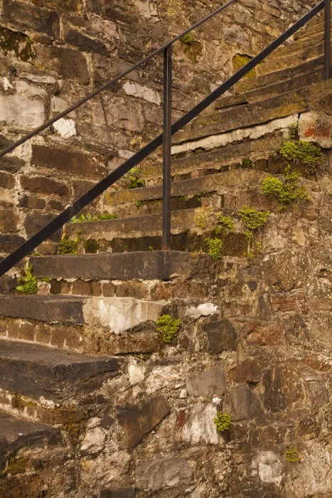 Framed Print : USA, Savannah, Georgia. Steps made from ballast stones along River Street