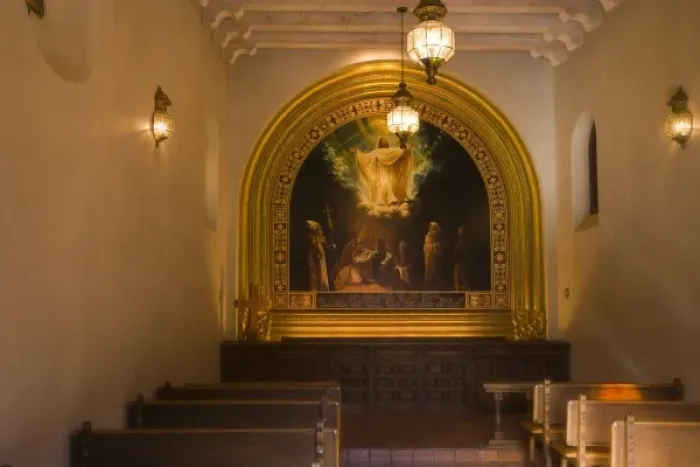 Framed Print : USA, Sedona. Inside a chapel at the Tlaquepaque Arts and Crafts Village Framed Print : USA, Sedona. Inside a chapel at the Tlaquepaque Arts and Crafts Village