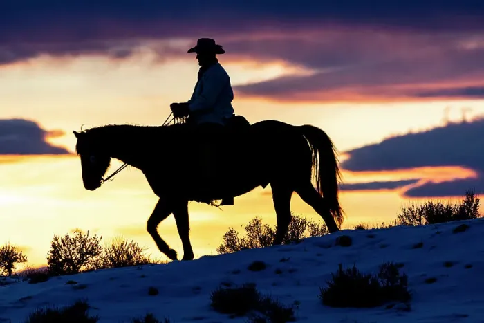 Framed Print : USA, Shell, Wyoming. Hideout Ranch cowboy on horseback silhouetted at sunset. (PR, MR) Framed Print : USA, Shell, Wyoming. Hideout Ranch cowboy on horseback silhouetted at sunset. (PR, MR)