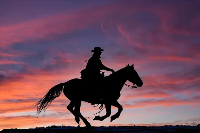 Framed Print : USA, Shell, Wyoming. Hideout Ranch cowgirl silhouetted on horseback at sunset. (PR, MR) Framed Print : USA, Shell, Wyoming. Hideout Ranch cowgirl silhouetted on horseback at sunset. (PR, MR)