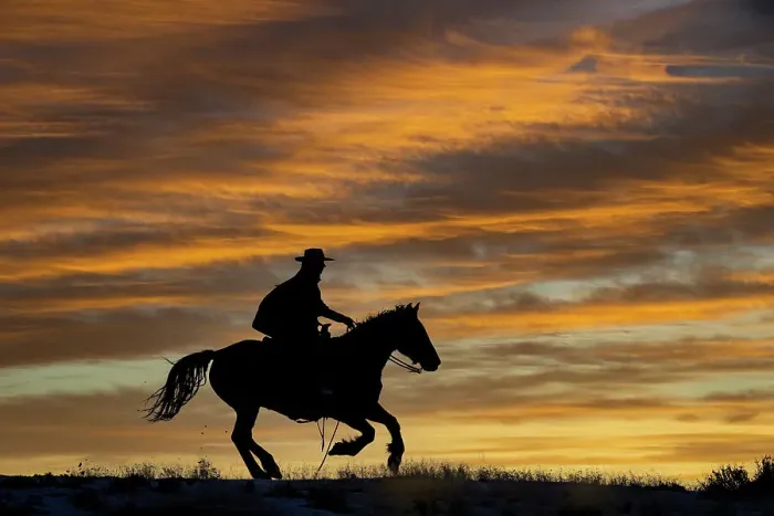 Framed Print : USA, Shell, Wyoming. Hideout Ranch cowgirl silhouetted on horseback at sunset. (PR, MR) Framed Print : USA, Shell, Wyoming. Hideout Ranch cowgirl silhouetted on horseback at sunset. (PR, MR)