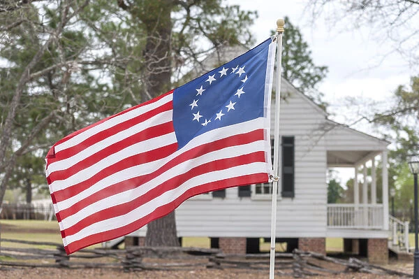 USA, South Carolina, Camden, Historic Camden, Betsy Ross flag, Craven House